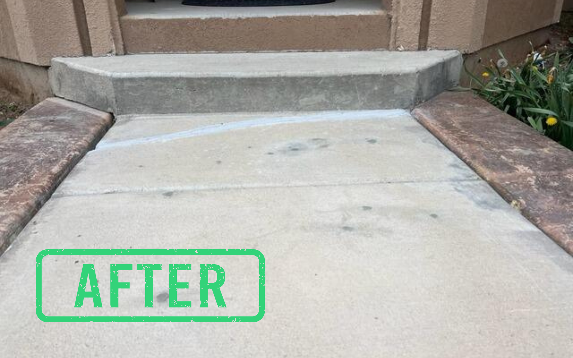 Freshly repaired concrete walkway 