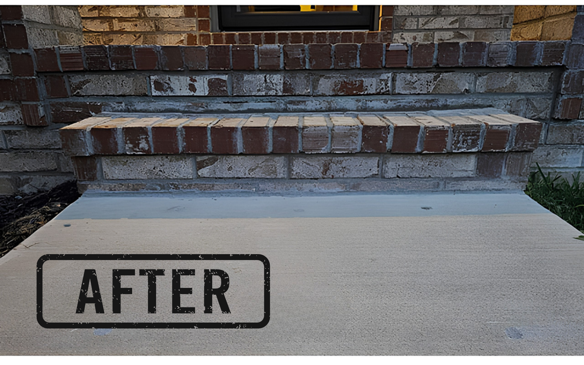 Stone steps above a concrete stoop