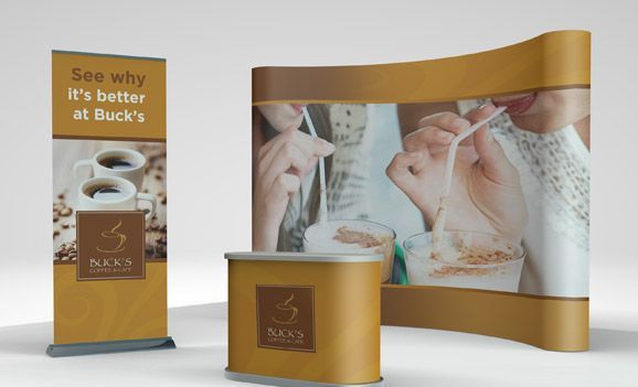 A booth with a sign that says see why it 's better at buck 's