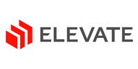 The Elevate company logo, featuring three red, stacked square icons next to the word 