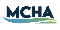 Logo for MCHA: the dark blue letters 