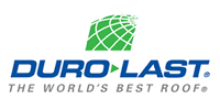 Duro-Last logo, featuring a green grid-patterned roof shape above blue text reading 