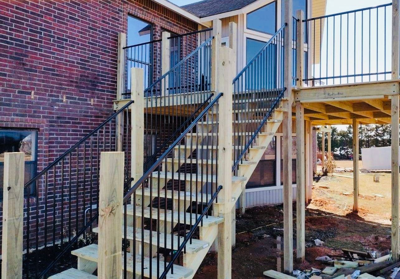 Wooden deck stairs