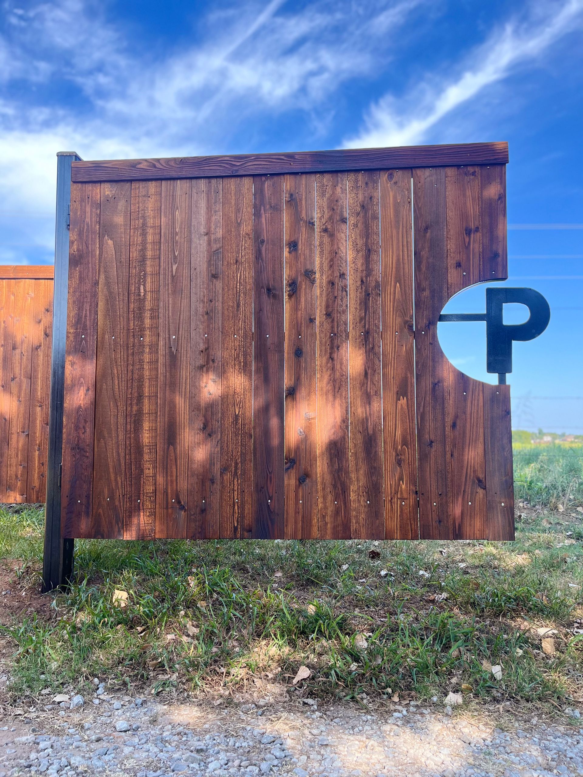 Custom wood driveway gate