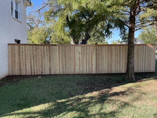 Residential wood fence installation