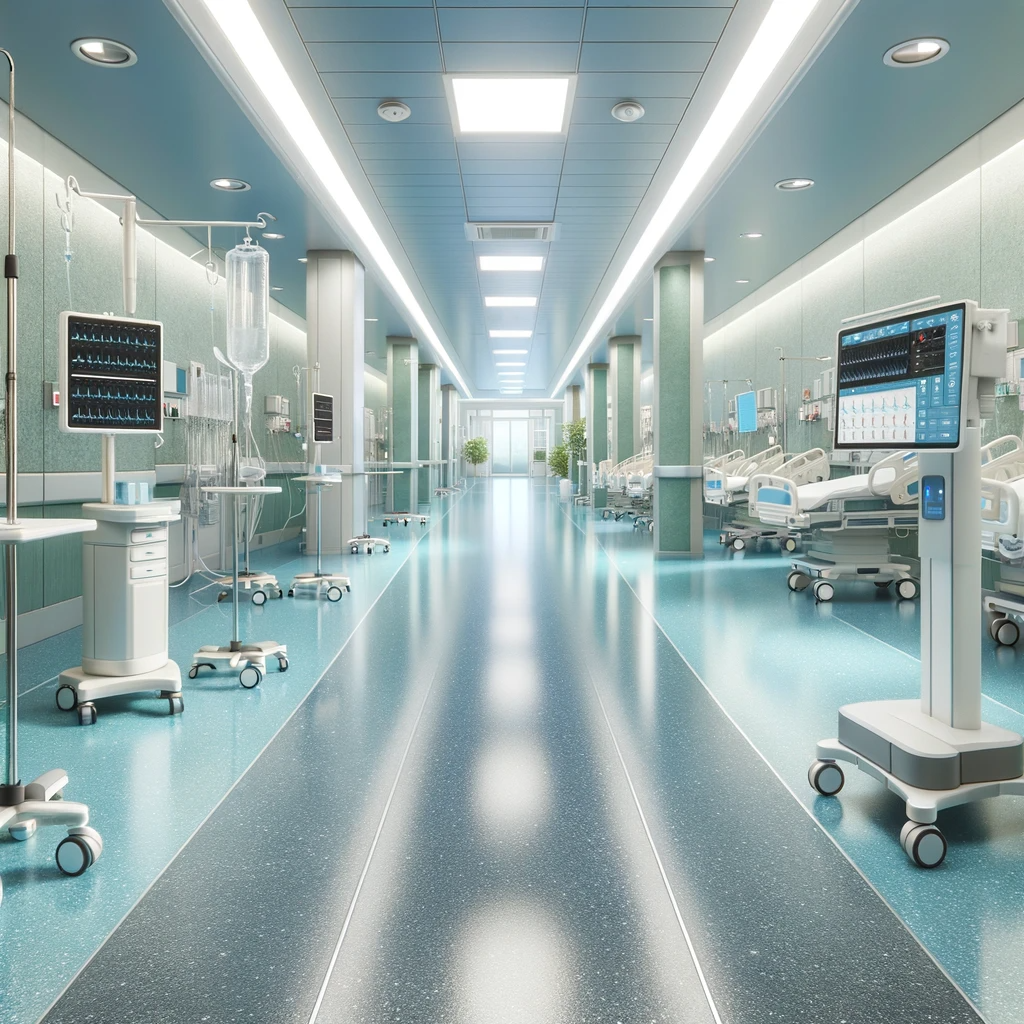 Hospital corridor with advanced epoxy flooring