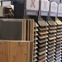 A display of hardwood flooring in a store.