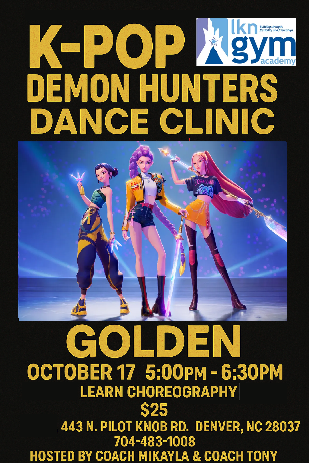 Poster for a K-Pop dance clinic, featuring 