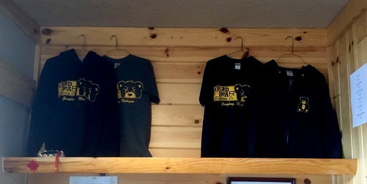 Printed black shirts with Dead Bear Brewing Co logo
