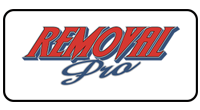 The text "REMOVAL" in red above "Pro" in blue, centered in a rounded rectangular white box with a black border.