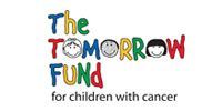 Logo for The Tomorrow Fund, a children's cancer charity. Colorful text with child faces integrated into the letters.