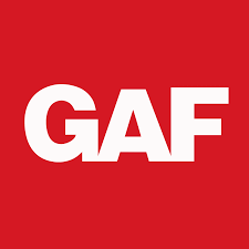 GAF logo in white text on a red background.