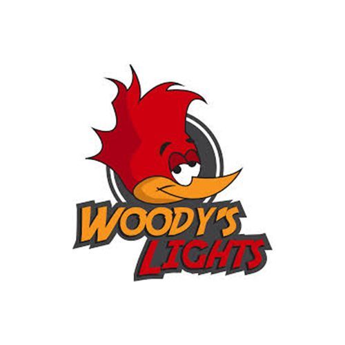 Woody Woodpecker logo with orange text: 
