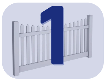 A white picket fence with the number 1 on it