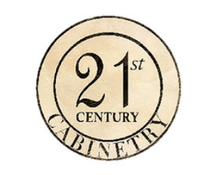 Logo for 21st Century Cabinetry; round, tan background, black text: 