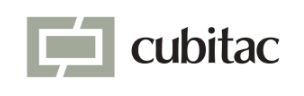 Cubictac logo with gray square graphic and the word 