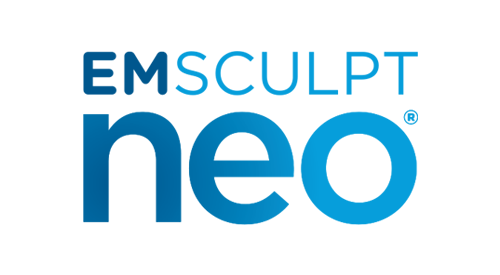 EMSCULPT neo logo in blue and white.