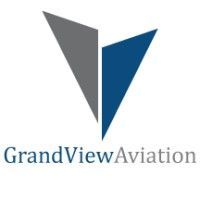 The logo for grandview aviation is a blue and gray triangle.