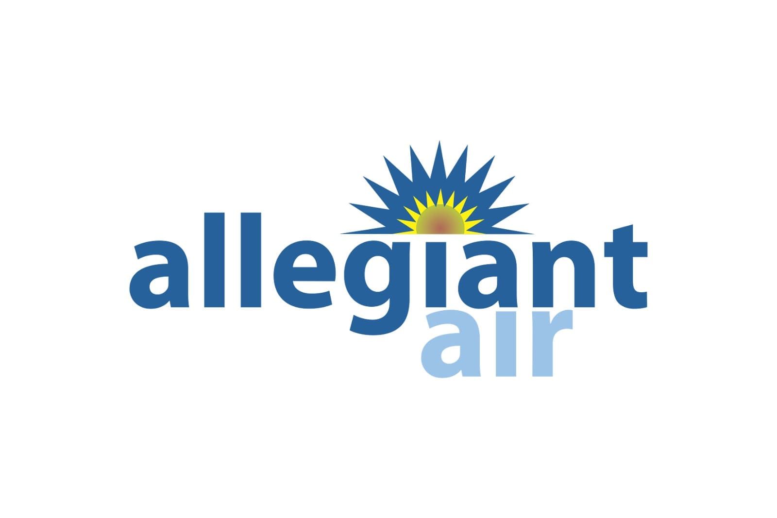 A logo for allegiant air with a sun in the middle.