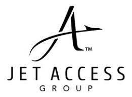 A black and white logo for jet access group