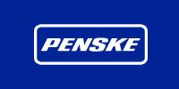 Penske logo in white on a blue background.