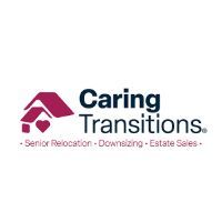 Caring Transitions logo with pink house icon and tagline “Senior Relocation • Downsizing • Estate Sales”