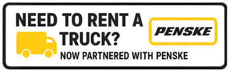 Penske ad with a yellow truck icon and text: “Need to rent a truck? Now partnered with Penske.”