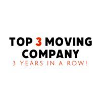 Top 3 moving company, 3 years in a row, black and orange text on white background