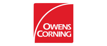 Owens Corning logo: white text and curved line on red square.