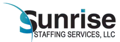Sunrise Staffing Services, LLC logo with teal arc and black text