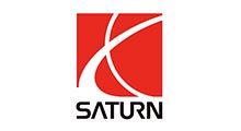 Saturn car logo: red square with white arcs and the word