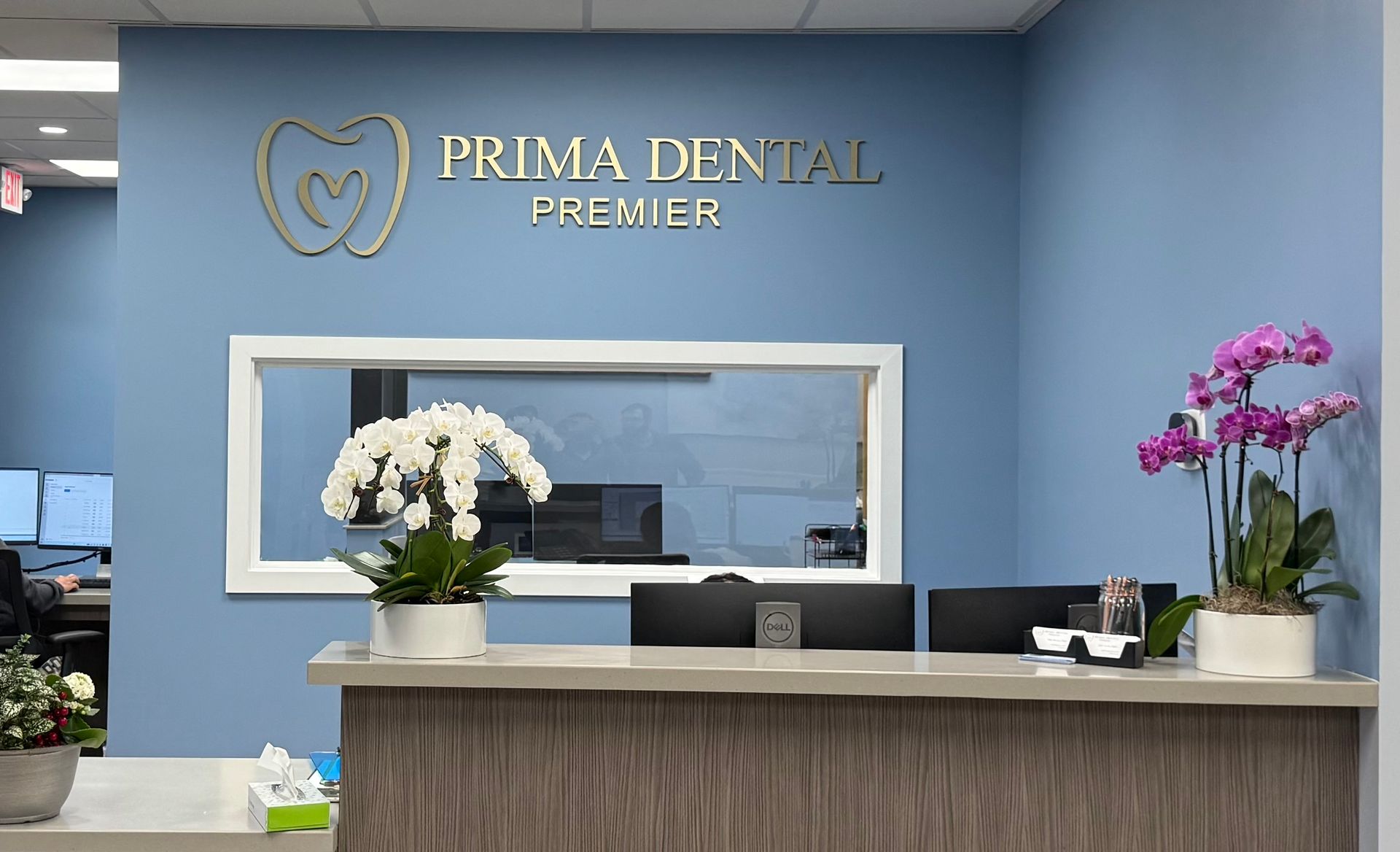 Reception area of Prima Dental Premier.