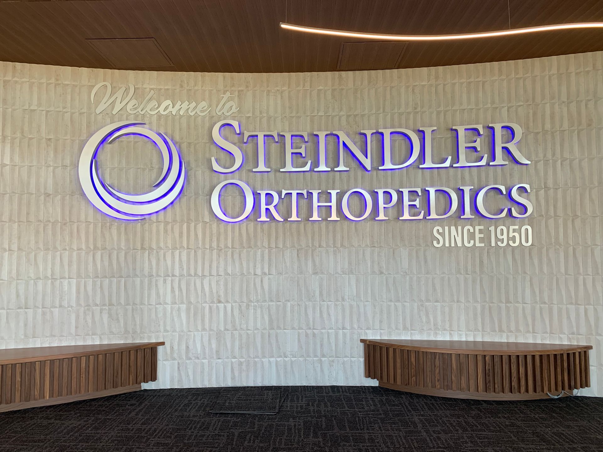 Sign for Steindler Orthopedics with logo, text 