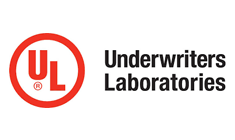 UL logo with red circle and UL inside; text Underwriters Laboratories next to it.