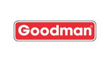 Goodman logo in white text on a red rounded rectangle