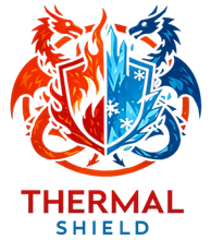 Thermal Shield logo with red and blue mirrored birds around a shield and the words &ldquo;THERMAL SHIELD&rdquo;