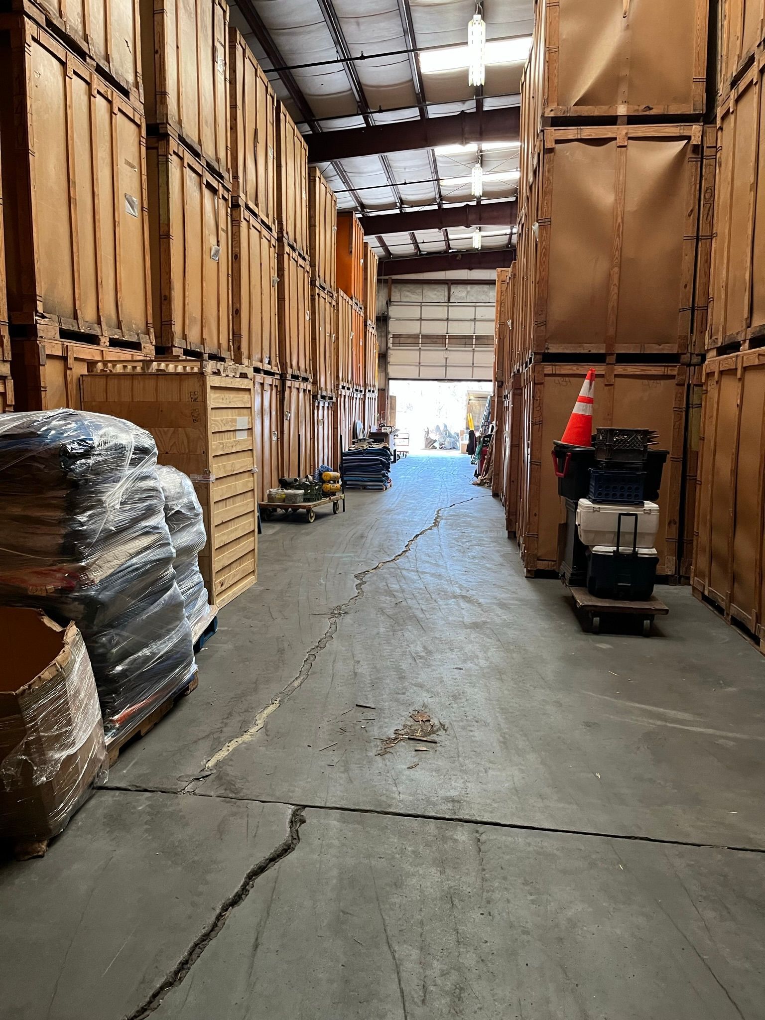 warehouse with full of wooden storage