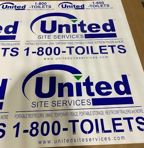 Multiple decals of the blue and white 