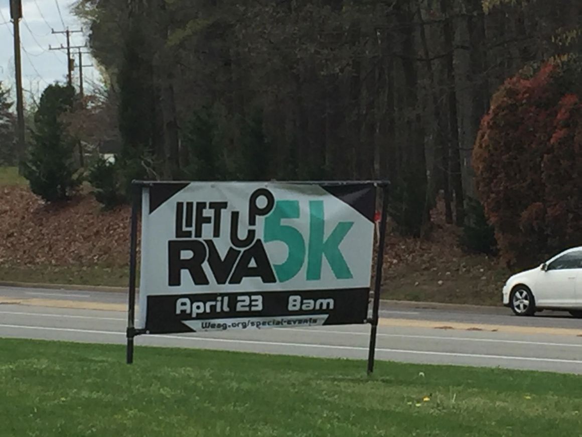 A banner on a roadside promoting the 