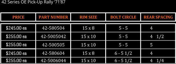 42 Series OE Pick-Up Rally '71 '87