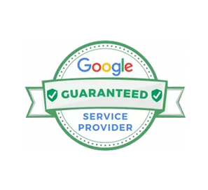Google Guaranteed Service Provider badge with green accents and checkmarks.