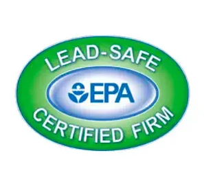 Lead-Safe EPA Certified Firm badge, oval green with blue EPA logo.