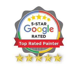 5-star Google-rated badge, silver with 5 stars, 