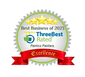 Best Business of 2023 award badge for Paintco Painters, with five stars and 