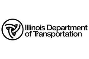 Illinois Department of Transportation logo with black text and circular emblem on a white background