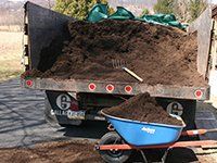 Landscaping mulch loaded on a truck