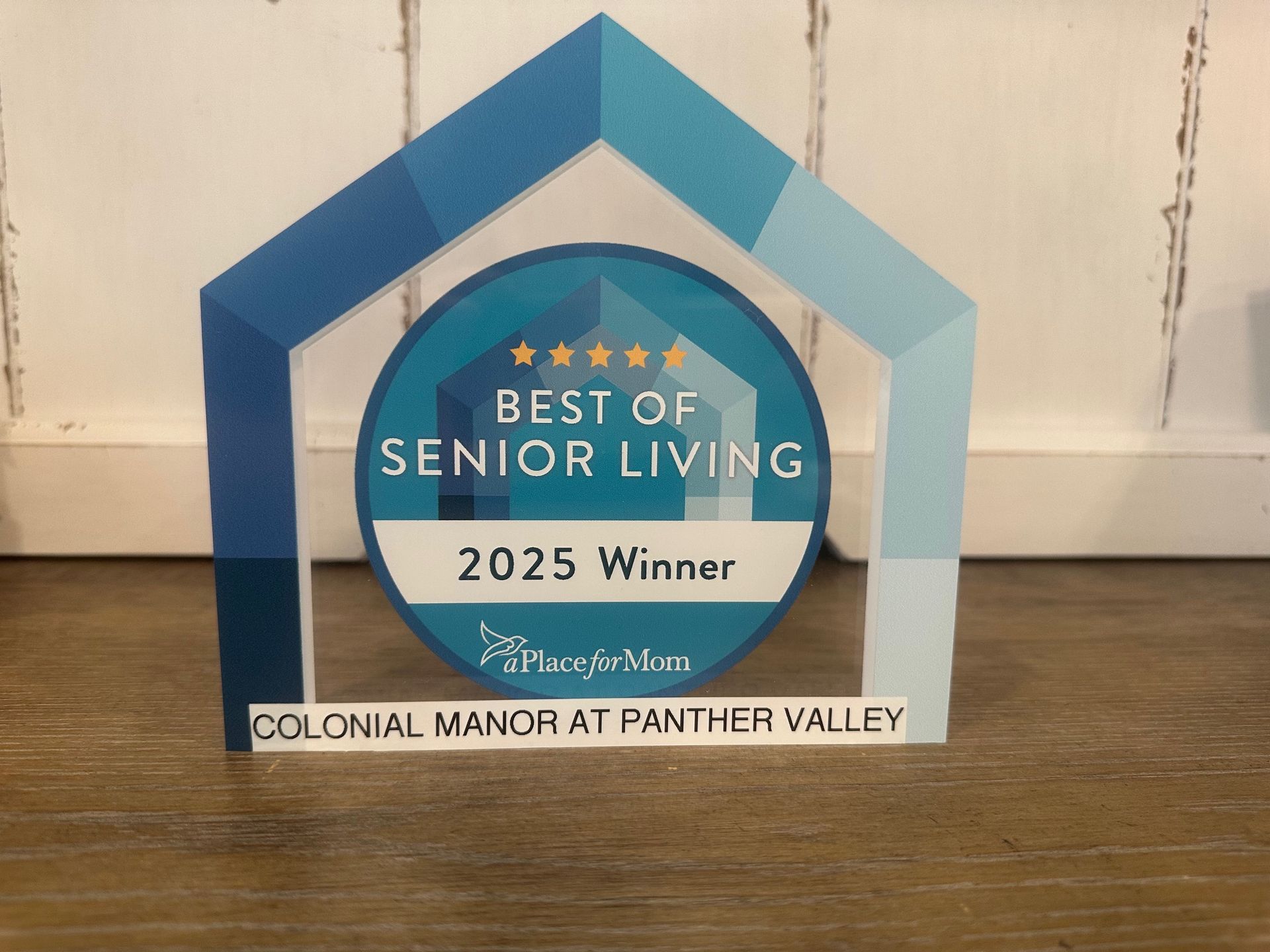 A sign that says best of senior living 2025 winner