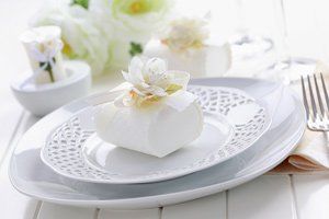 White gift box on a plate