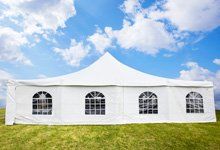Tent on the grass area.