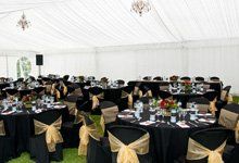 Reception set-up with black and gold